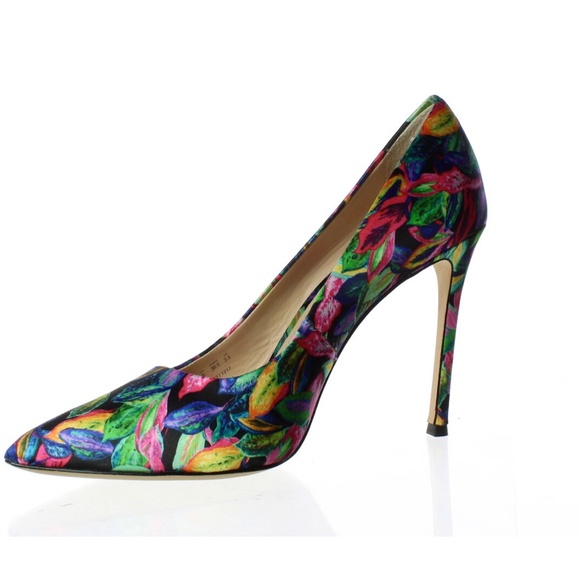 POUR LA VICTOIRE Celeste Pointy Toe Pump Heels Floral Tropic Trip Satin Shoes 6 - Picture 8 of 10